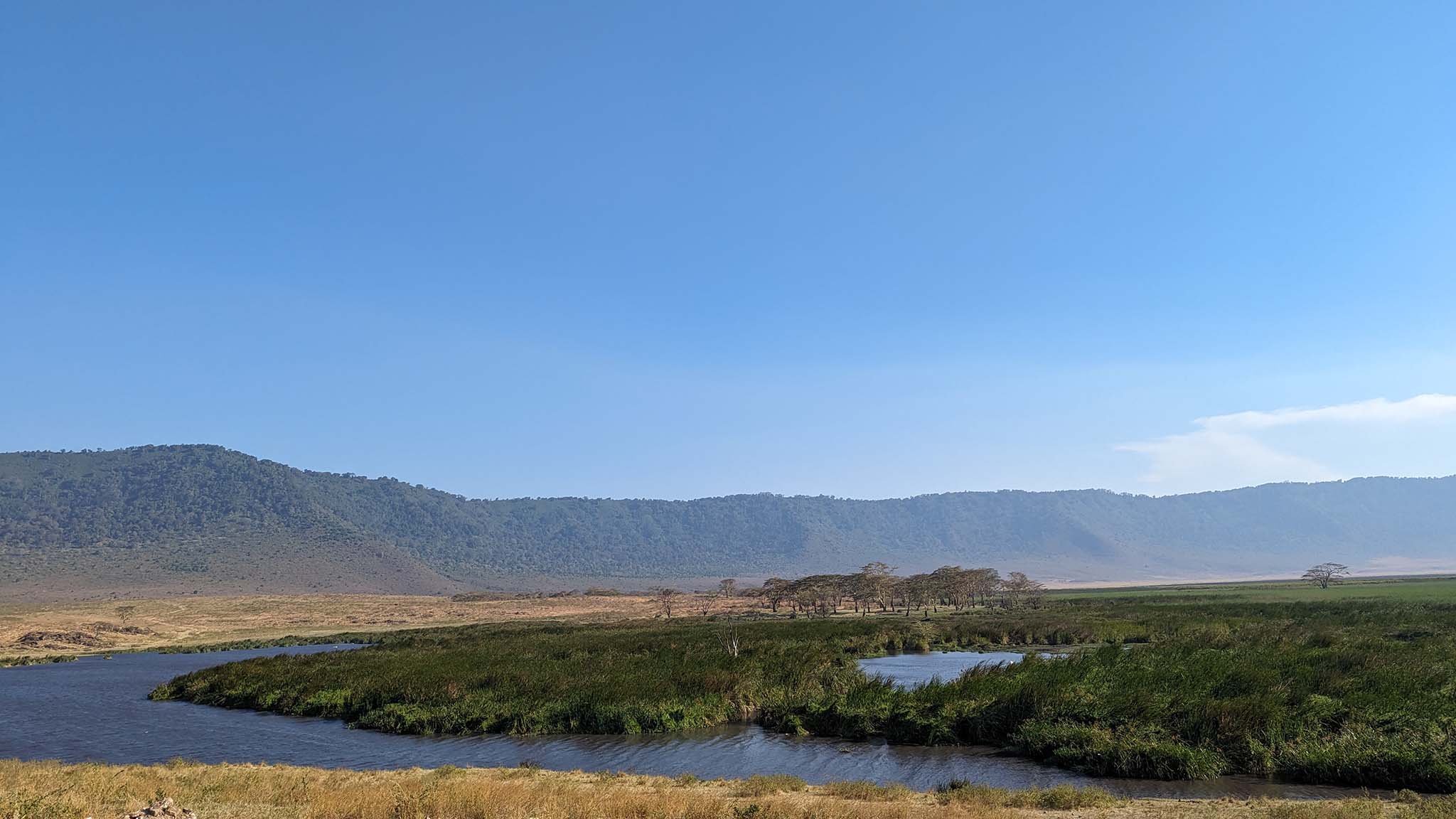 Landscape with hills and a river